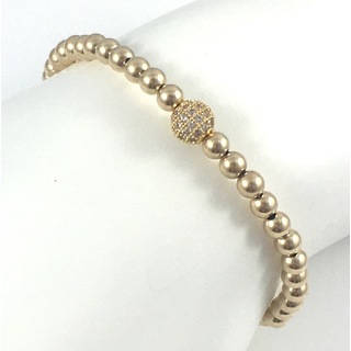 Gold Pave Bead Stretch Bracelet