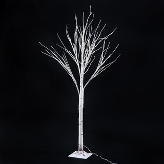 HomCom White LED Light Up 5-foot Birch Tree Holiday Decor