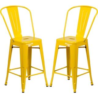 Industrial Style Yellow Counter Height Bistro Stool