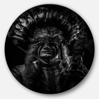 Designart 'American Indian Tribal Chief' Portrait Digital Art Circle Wall Art