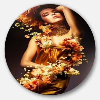Designart 'Sensual Woman in Flower Robes' Portrait Digital Disc Metal Artwork