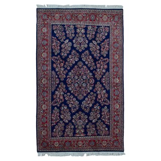 Fine Rug Collection Hand-knotted Sarouk Navy Wool Oriental Rug (6'1 x 9'9)