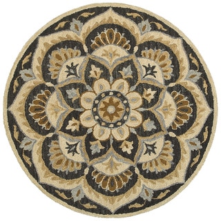 L and R Home Dazzle Black Wool Round Indoor Area Rug (4' x 4')