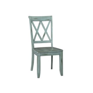 Distressed Blue Wood Vintage Dining Chair