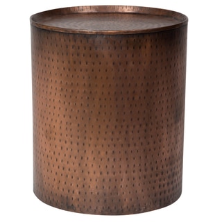 Wanderloot Rotonde Hammered Antique Copper Metal Industrial Round Side Table (India)