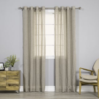 Aurora Home Pippin Linen Silver Grommet Top 84-inches Curtain Panel Pair