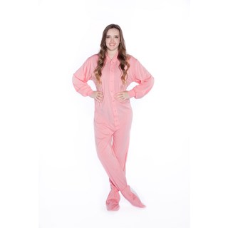 Pink Cotton Jersey Knit Unisex Adult Footed One-piecePajamas by Big Feet Pajamas