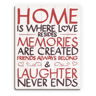 'Home is Where Love Resides' Red Wood Wall Art