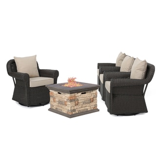 Ariel Outdoor 5-piece Gas Firepit Seating Set by Christopher Knight Home