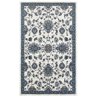 L and R Home Adana White/Blue Indoor area rug ( 5'1 7'5)