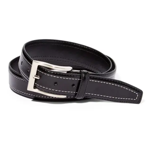 EMP Men's Black Leather Double-stitch Belt