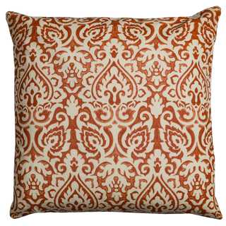 Rizzy Home Damask Orange Cotton 22-inch Square Throw Pillow