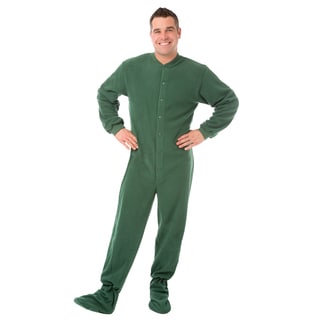 Big Feet Pajamas Unisex Adult Hunter Green Fleece Footed One-piece Drop Seat Pajamas