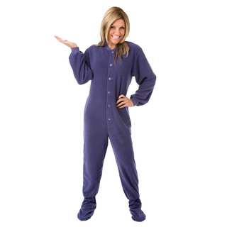 Big Feet Pajamas Unisex Purple Fleece Adult Footed Drop-seat One-piece Pajamas