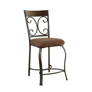 Acme Furniture Hakesa Counter Height Chair(Set of 2), Cherry & Antique Black