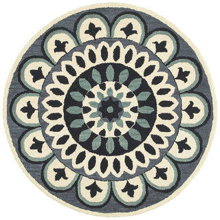 L and R Home Dazzle Blue Wool Round Indoor Area Rug (6' x 6')