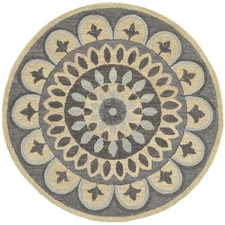 L and R Home Dazzle Grey Wool Round Indoor Area Rug (4' x 4')