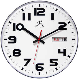 Infinity Instruments Black and White Aluminum, Plastic, and Resin 11-inch Day/Date Round Wall Clock