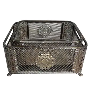 Ornate Silver Basket (Set of 2)