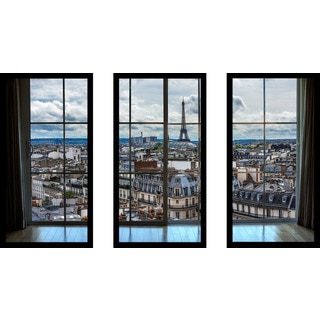 Paris Rooftops 8 Window' Framed Plexiglass Wall Art (Set of 3)