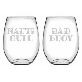 Nauti Gull & Bad Buoy Stemless Wine (Set of 2)