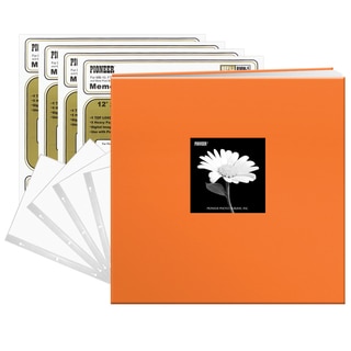 Pioneer 12x12 40-pages Tangerine Orange Fabric Frame Cover Post Bound Scrapbook