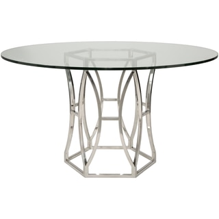 Safavieh Couture Collection Shaw Stainless Steel Glass Top Dining Table