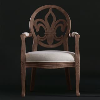 Fleur de Lis Cinnamon Roast/Cream Linen Arm Chair
