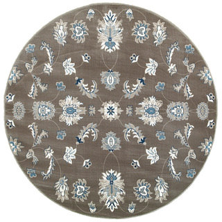 L and R Home Adana Grey/Blue Olefin Indoor Round Rug (6'2 x 6'2)