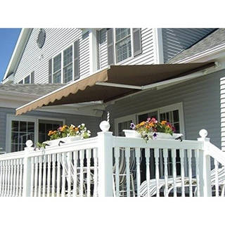 MCombo 10x8ft Retractable Patio Deck Awning Sunshade Brown