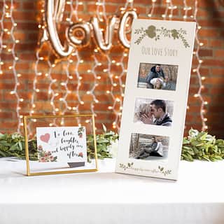 Gold Love Story Three Window White Wedding Picture Frame