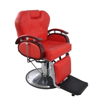 BarberPub Hydraulic Recline Red Hair Salon Chair