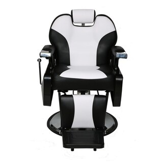 BarberPub Hydraulic Recline Black and White Hair Salon Chair