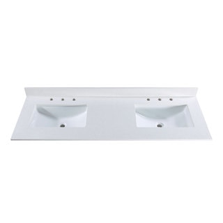 61-inch Off White Quartz Countertop with 8-inch Widespread Faucet Holes