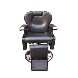 BarberPub Deluxe Hydraulic Recline Black Barber and Salon Chair