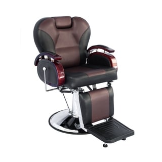 BarberPub Black/Brown Leather Hydraulic Reclining Hair Salon Chair