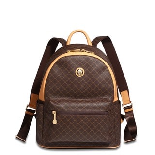 Rioni Signature Brown Leather Round Dome Backpack