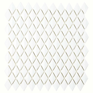 SomerTile 11.625x12-inch Expresiones Bevel Diamond White Glass Mosaic Floor and Wall Tile (10/Case, 9.89 sqft.)