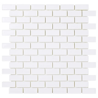 SomerTile 11.75x12-inch Expresiones Recessed Subway White Glass Mosaic Floor and Wall Tile (10/Case, 10 sqft.)