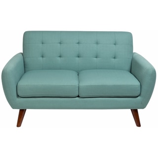 Sitswell Daphne Teal Mid-Century Modern Tufted Loveseat