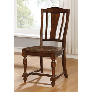 Furniture of America Lumin Rustic Country Style Wooden Brown Cherry Dining Chair (Set of 2)