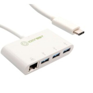 IOCrest White USB 3.1 Type-C Generation 1 to 3-Port USB 3.0 Type-A + 1-Port Gigabit Hub