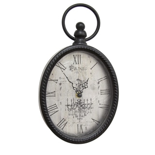 Stratton Home Decor Antique Black Metal Oval Wall Clock