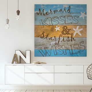 'Woodgrain Mermaid Kisses' Premium Gallery-wrapped Canvas (4 Sizes Available)