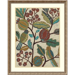 Framed Art Print 'Berry Branch I (Bird)' by Chariklia Zarris 24 x 30-inch