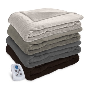 Serta Silky Plush Heated Electric Warming Blanket with a Programmable Digital Controller