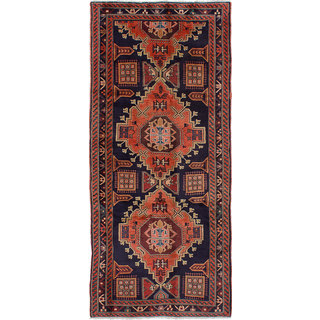 eCarpetGallery Hand-knotted Sarab Blue/ Brown Wool Rug (4' x 9'4)