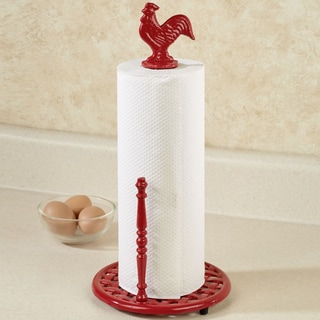Cast Iron Rooster Paper Towel Holder- Red