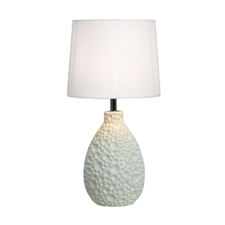 Simple Designs White Textured Ceramic Oval Table Lamp