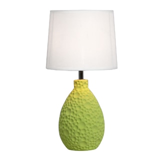 Simple Designs Green Textured Ceramic Oval Table Lamp